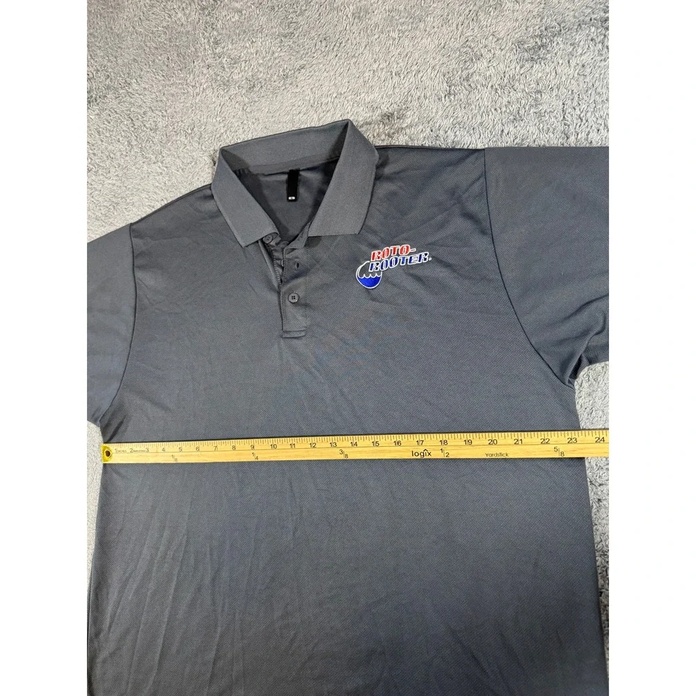 Unbranded Mens Roto-Rooter Polo Shirt XL Gray Short Sleeve Embroidered Polyester